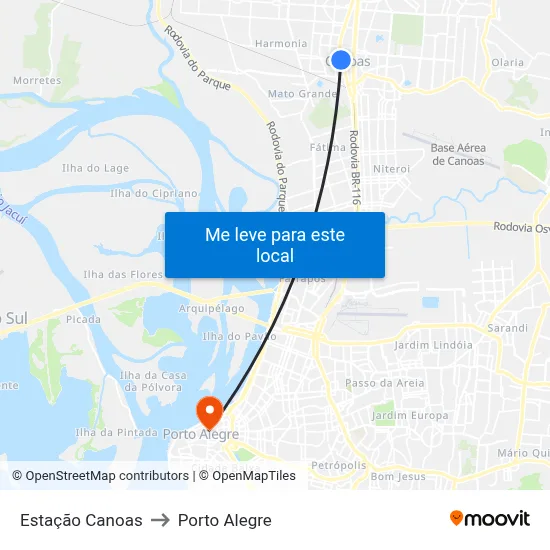 Estação Canoas to Porto Alegre map