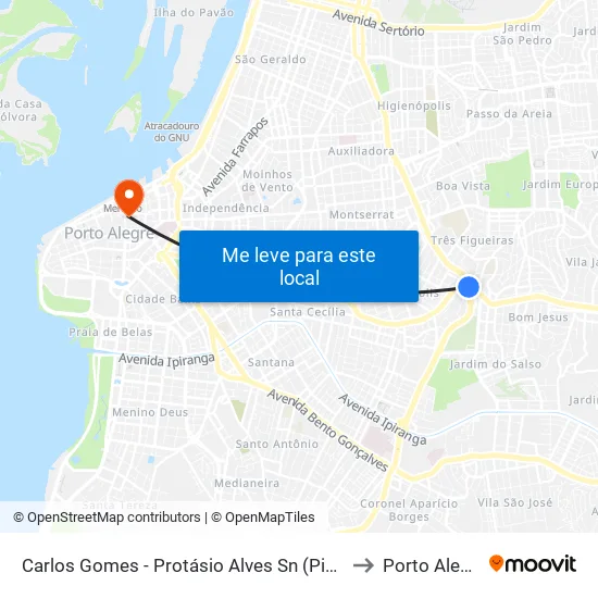 Carlos Gomes - Protásio Alves Sn (Piso 1) to Porto Alegre map
