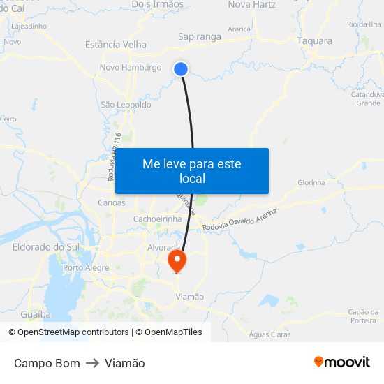 Campo Bom to Viamão map