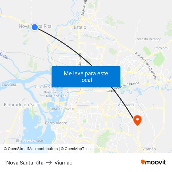 Nova Santa Rita to Viamão map