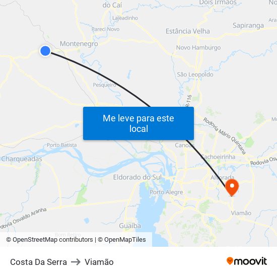 Costa Da Serra to Viamão map