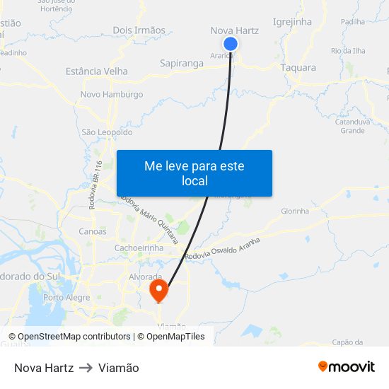 Nova Hartz to Viamão map