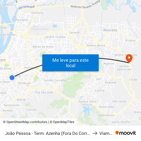 João Pessoa - Term. Azenha (Fora Do Corredor) to Viamão map