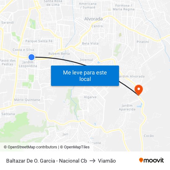 Baltazar De O. Garcia - Nacional Cb to Viamão map
