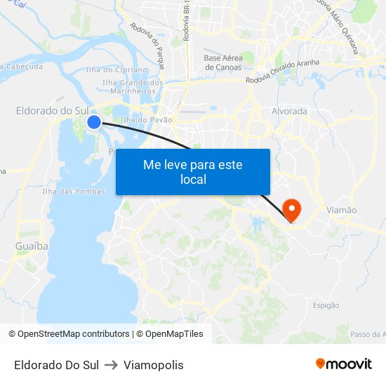 Eldorado Do Sul to Viamopolis map