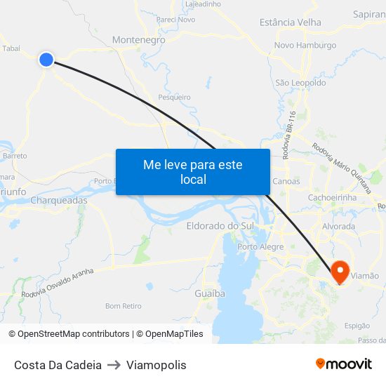 Costa Da Cadeia to Viamopolis map