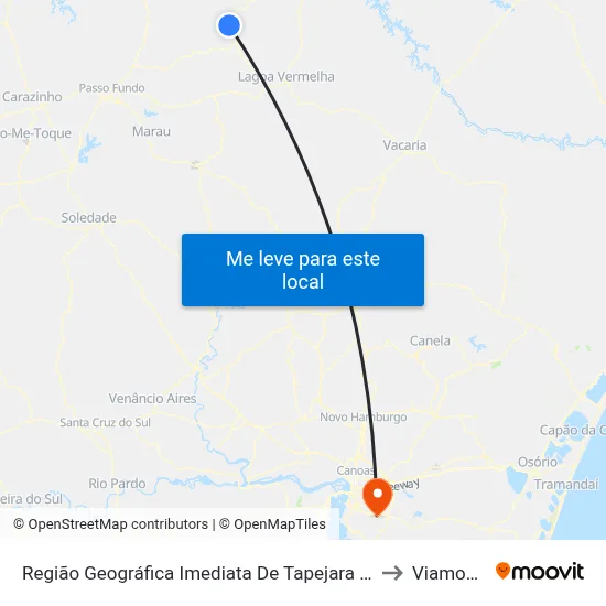 Região Geográfica Imediata De Tapejara - Sananduva to Viamopolis map