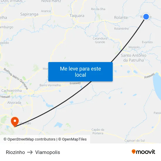 Riozinho to Viamopolis map