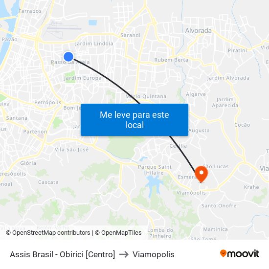 Assis Brasil - Obirici [Centro] to Viamopolis map