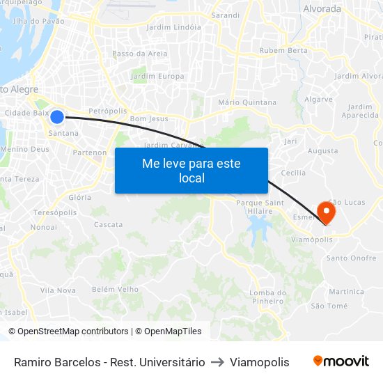Ramiro Barcelos - Rest. Universitário to Viamopolis map