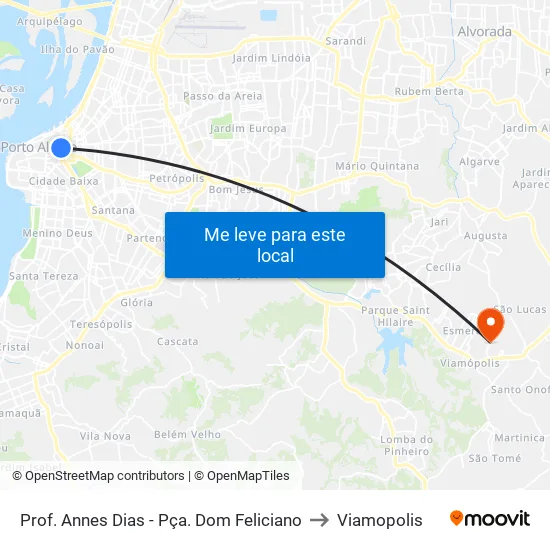 Prof. Annes Dias - Pça. Dom Feliciano to Viamopolis map