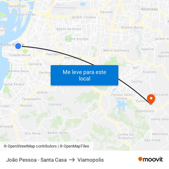 João Pessoa - Santa Casa to Viamopolis map