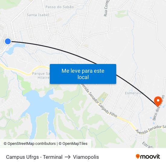 Campus Ufrgs - Terminal to Viamopolis map