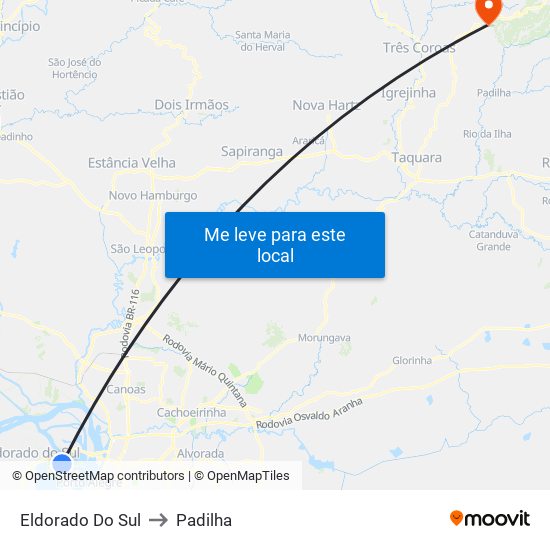 Eldorado Do Sul to Padilha map