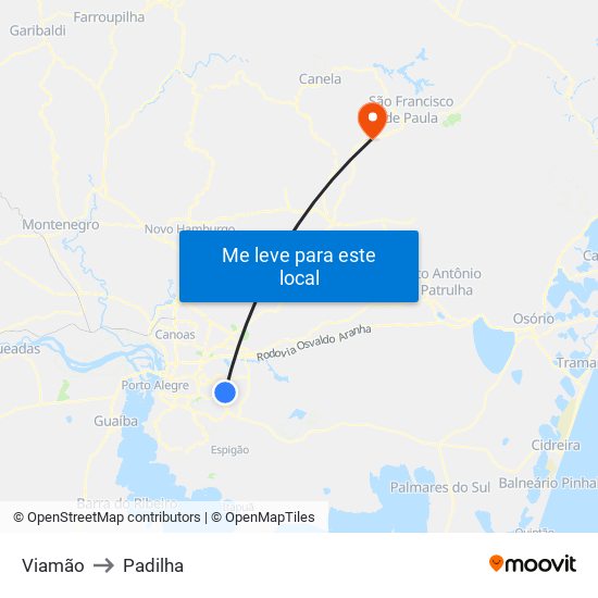 Viamão to Padilha map