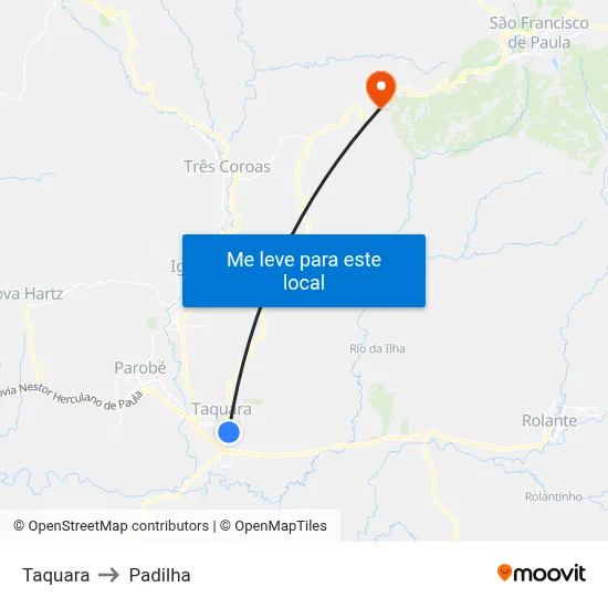 Taquara to Padilha map