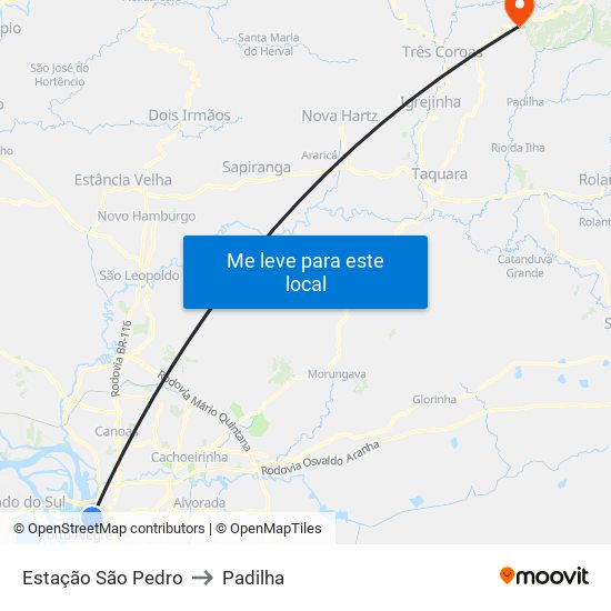 Estação São Pedro to Padilha map