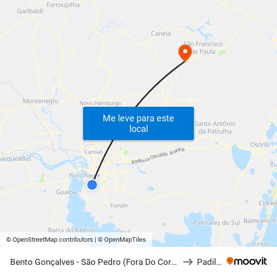 Bento Gonçalves - São Pedro (Fora Do Corredor) to Padilha map