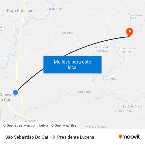 São Sebastião Do Caí to Presidente Lucena map