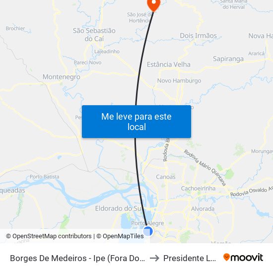 Borges De Medeiros - Ipe (Fora Do Corredor) to Presidente Lucena map