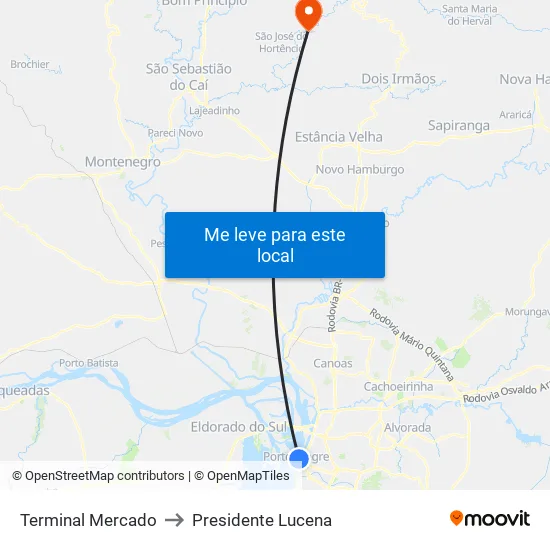 Terminal Mercado to Presidente Lucena map
