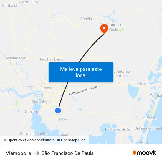 Viamopolis to São Francisco De Paula map