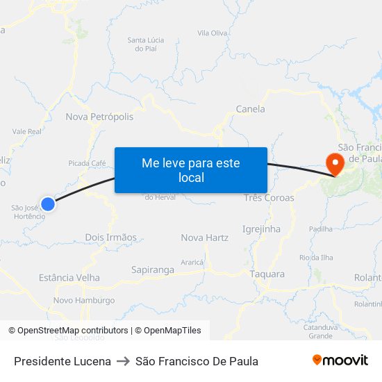 Presidente Lucena to São Francisco De Paula map