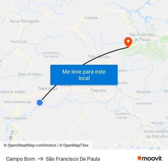 Campo Bom to São Francisco De Paula map
