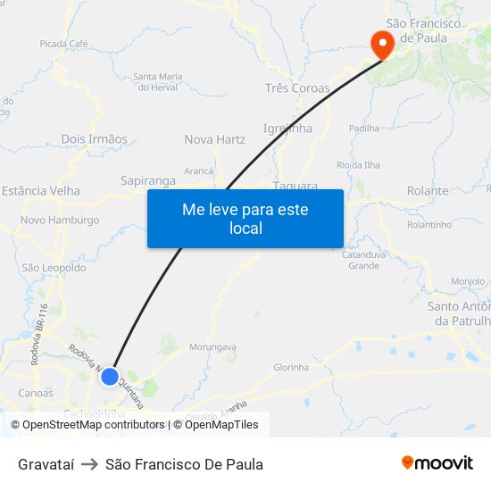 Gravataí to São Francisco De Paula map