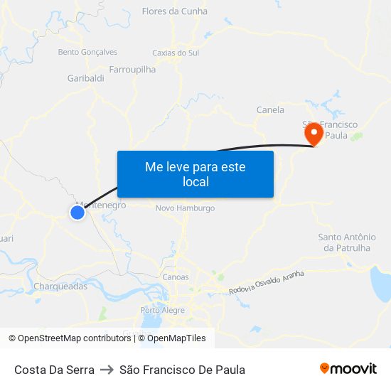 Costa Da Serra to São Francisco De Paula map