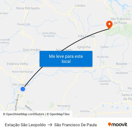Estação São Leopoldo to São Francisco De Paula map