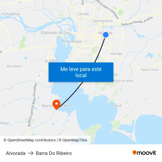 Alvorada to Barra Do Ribeiro map