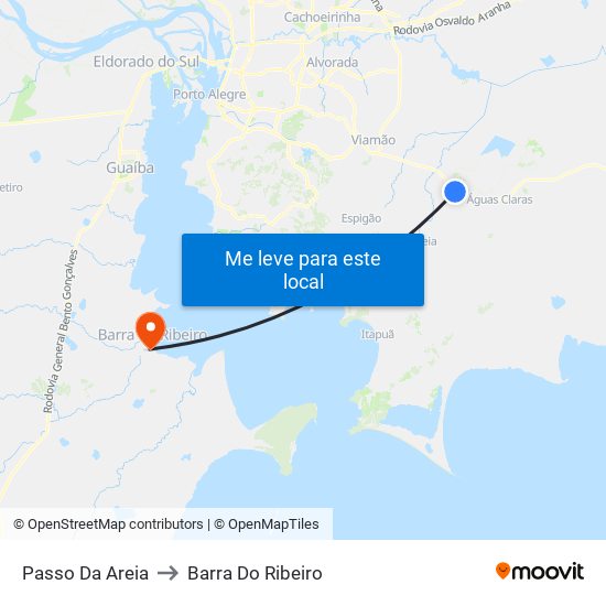 Passo Da Areia to Barra Do Ribeiro map