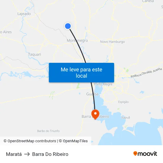 Maratá to Barra Do Ribeiro map