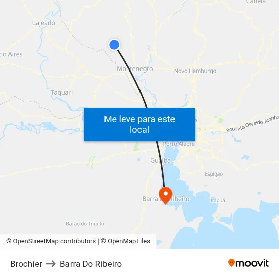 Brochier to Barra Do Ribeiro map