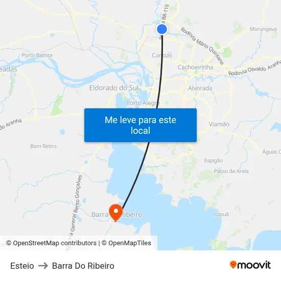 Esteio to Barra Do Ribeiro map