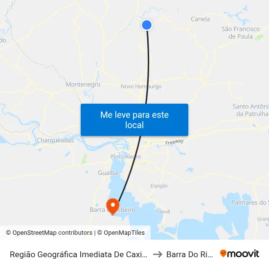 Região Geográfica Imediata De Caxias Do Sul to Barra Do Ribeiro map