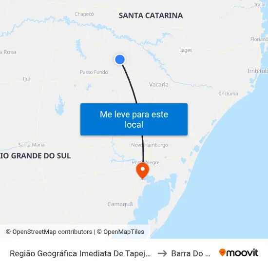 Região Geográfica Imediata De Tapejara - Sananduva to Barra Do Ribeiro map