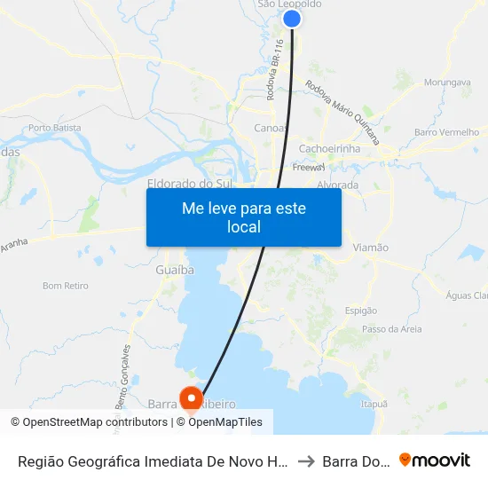 Região Geográfica Imediata De Novo Hamburgo - São Leopoldo to Barra Do Ribeiro map