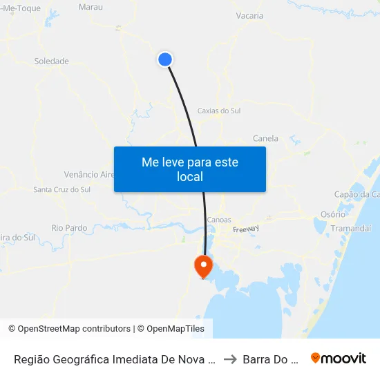 Região Geográfica Imediata De Nova Prata - Guaporé to Barra Do Ribeiro map