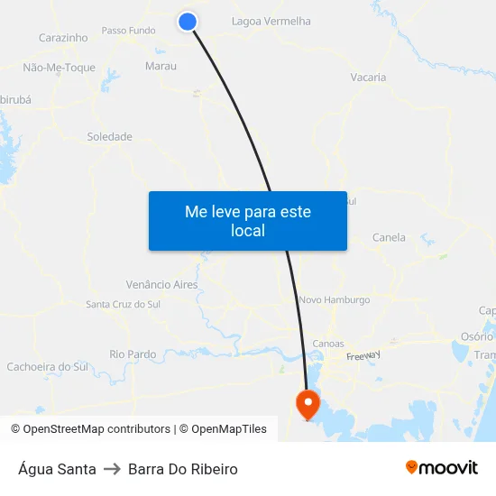 Água Santa to Barra Do Ribeiro map