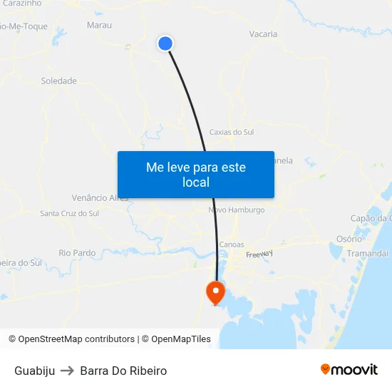 Guabiju to Barra Do Ribeiro map