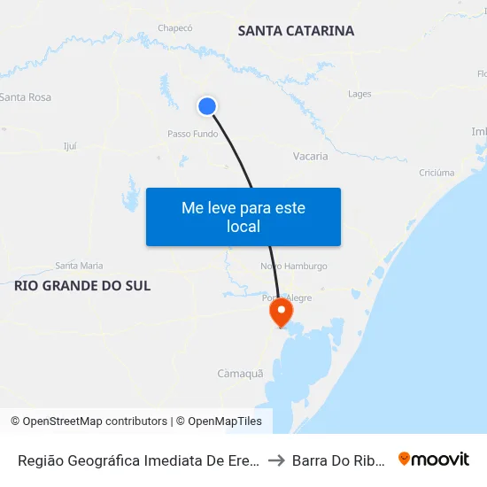 Região Geográfica Imediata De Erechim to Barra Do Ribeiro map