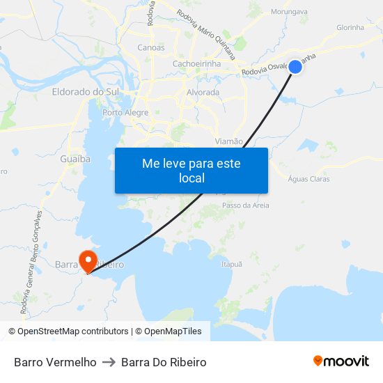 Barro Vermelho to Barra Do Ribeiro map