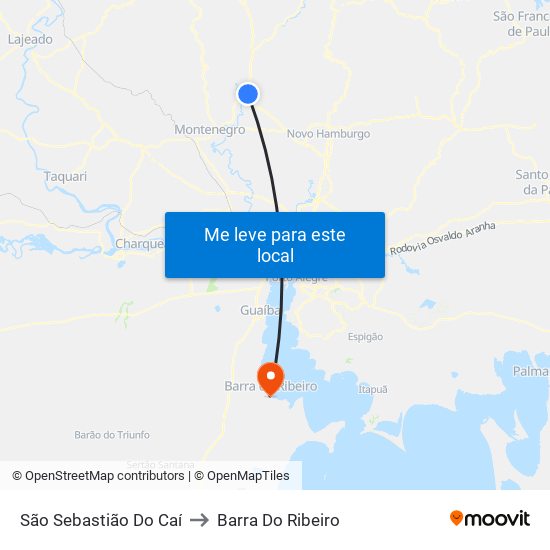 São Sebastião Do Caí to Barra Do Ribeiro map