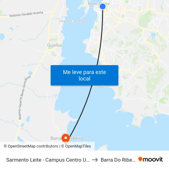 Sarmento Leite - Campus Centro Ufrgs to Barra Do Ribeiro map