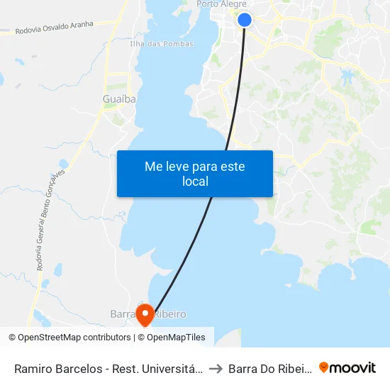 Ramiro Barcelos - Rest. Universitário to Barra Do Ribeiro map