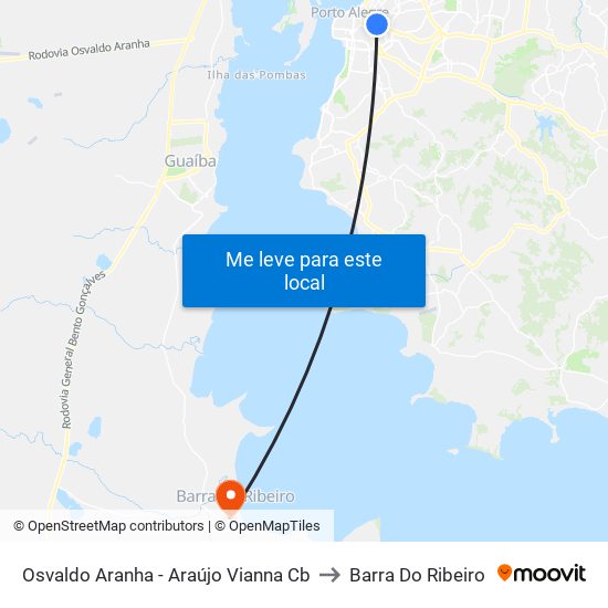 Osvaldo Aranha - Araújo Vianna Cb to Barra Do Ribeiro map