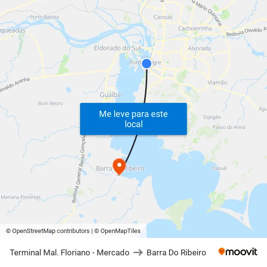 Terminal Mal. Floriano - Mercado to Barra Do Ribeiro map