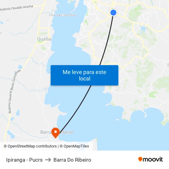 Ipiranga - Pucrs to Barra Do Ribeiro map